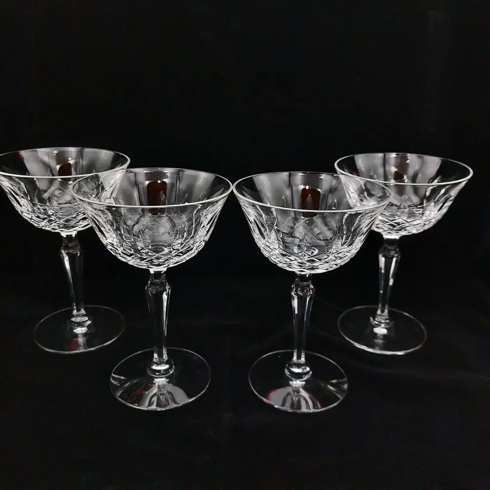 4 Vtg Tiffin Franciscan ELYSE Crystal Champagne Coupe Goblets Tall Sherbet MCM